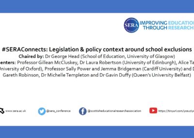 Webinar on the legislative and policy context around school exclusions: a comparison of UK jurisdictions (Scottish Educational Research Association Webinar, December 2021)